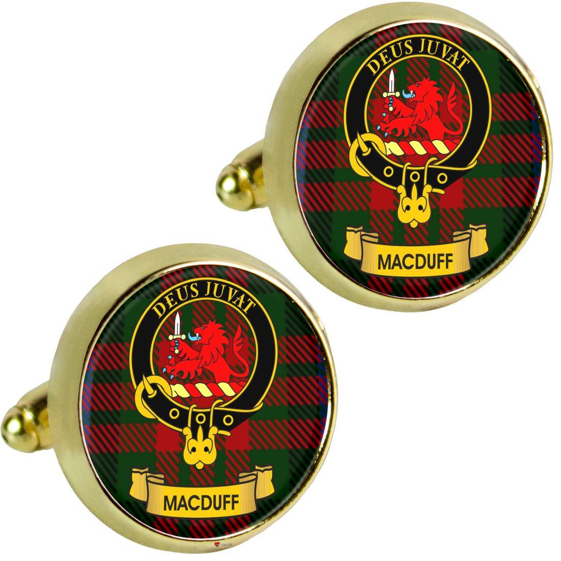 Scottish Clan Mens Cufflinks MacDuff Clan Crest Product Of Scotland Gold Colour