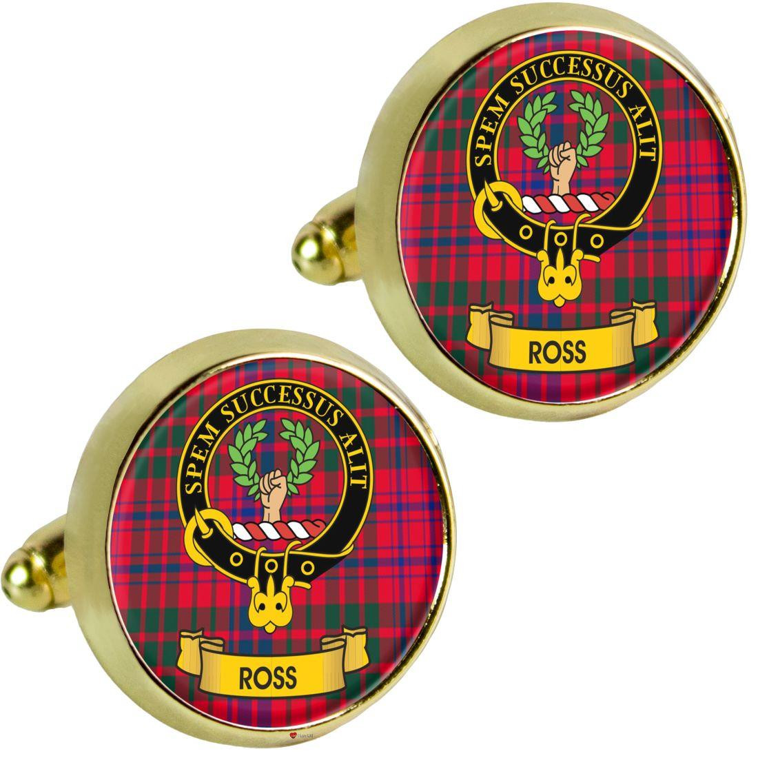 Scottish Clan Mens Cufflinks Ross Clan Crest Product Of Scotland Gold Colour