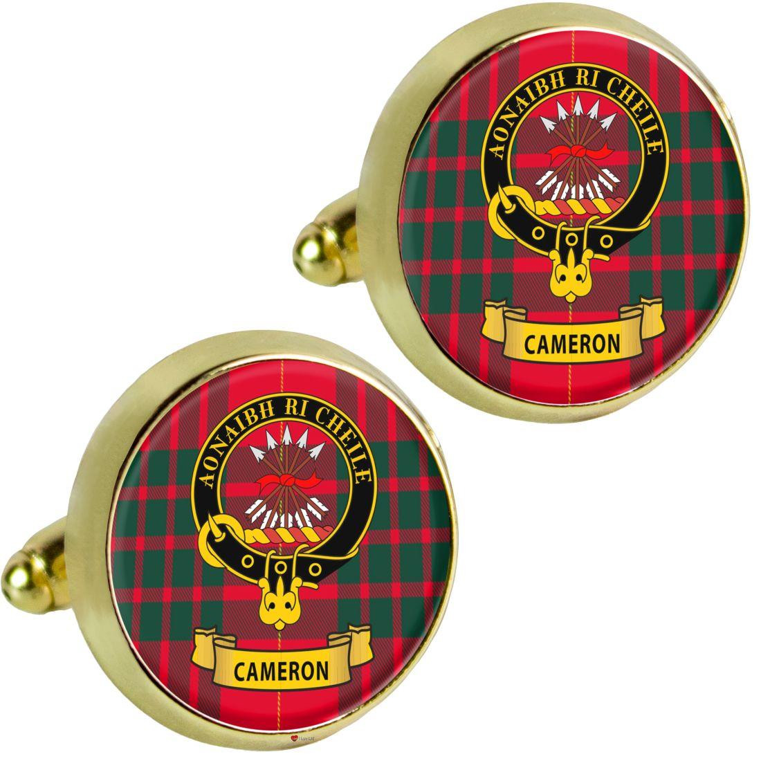 Scottish Clan Mens Cufflinks Cameron Clan Crest Product Of Scotland Gold Colour