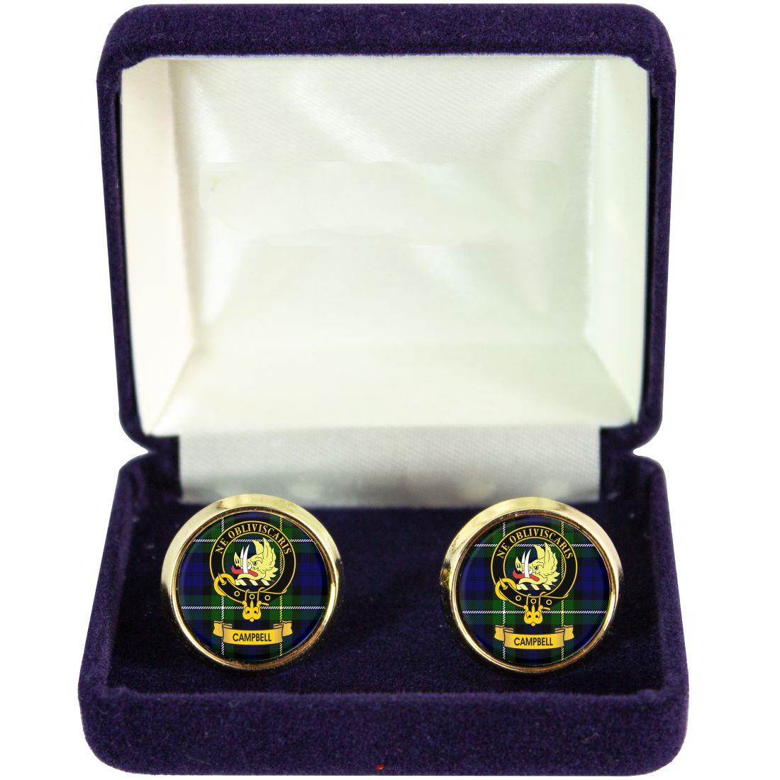 Scottish Clan Mens Cufflinks Campbell Clan Crest Product Of Scotland Gold Colour