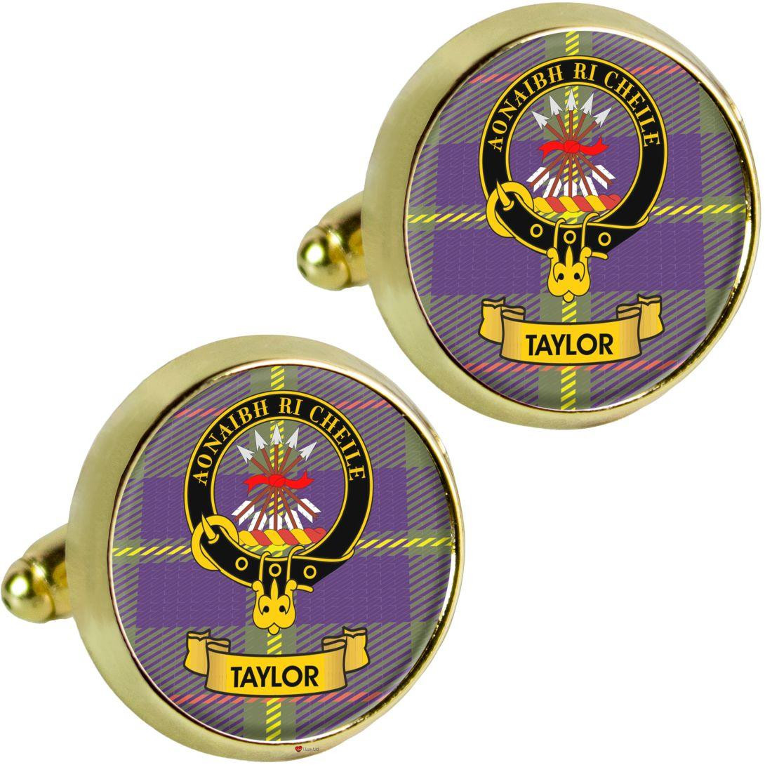 Scottish Clan Mens Cufflinks Taylor Clan Crest Product Of Scotland Gold Colour