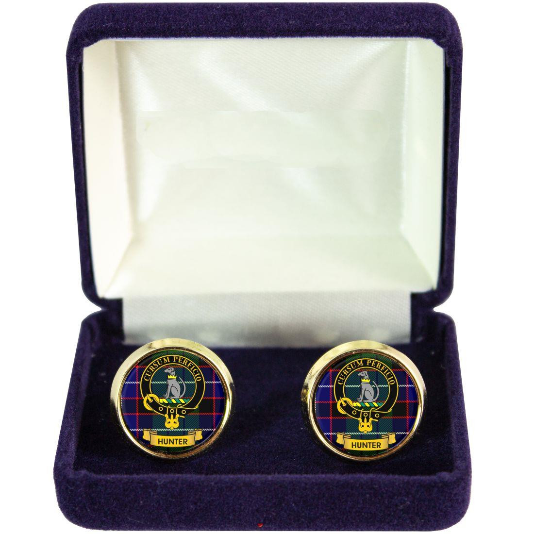 Scottish Clan Mens Cufflinks Hunter Clan Crest Product Of Scotland Gold Colour