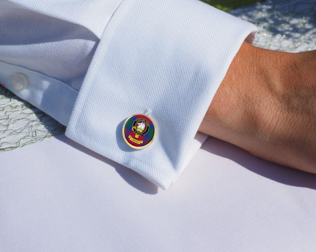 Scottish Clan Mens Cufflinks Lindsay Clan Crest Product Of Scotland Gold Colour