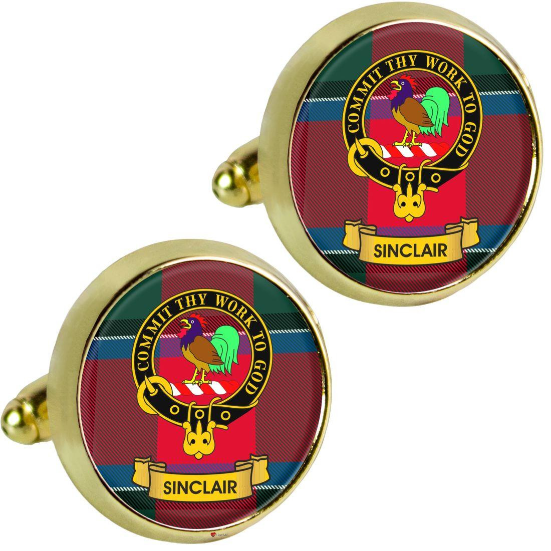 Scottish Clan Mens Cufflinks Sinclair Clan Crest Product Of Scotland Gold Colour