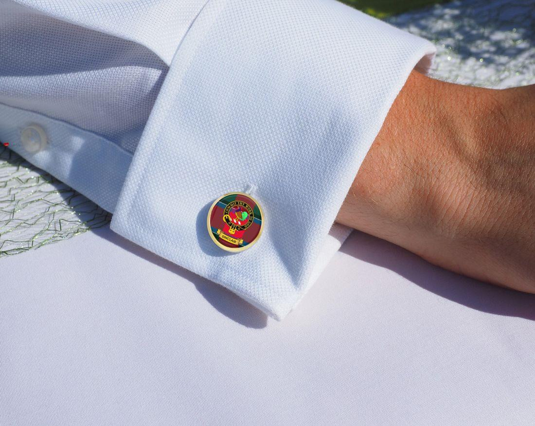 Scottish Clan Mens Cufflinks Sinclair Clan Crest Product Of Scotland Gold Colour