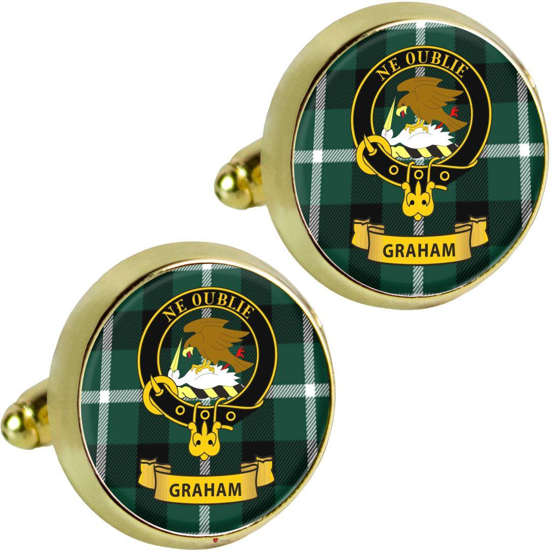 Scottish Clan Mens Cufflinks Graham Clan Crest Product Of Scotland Gold Colour