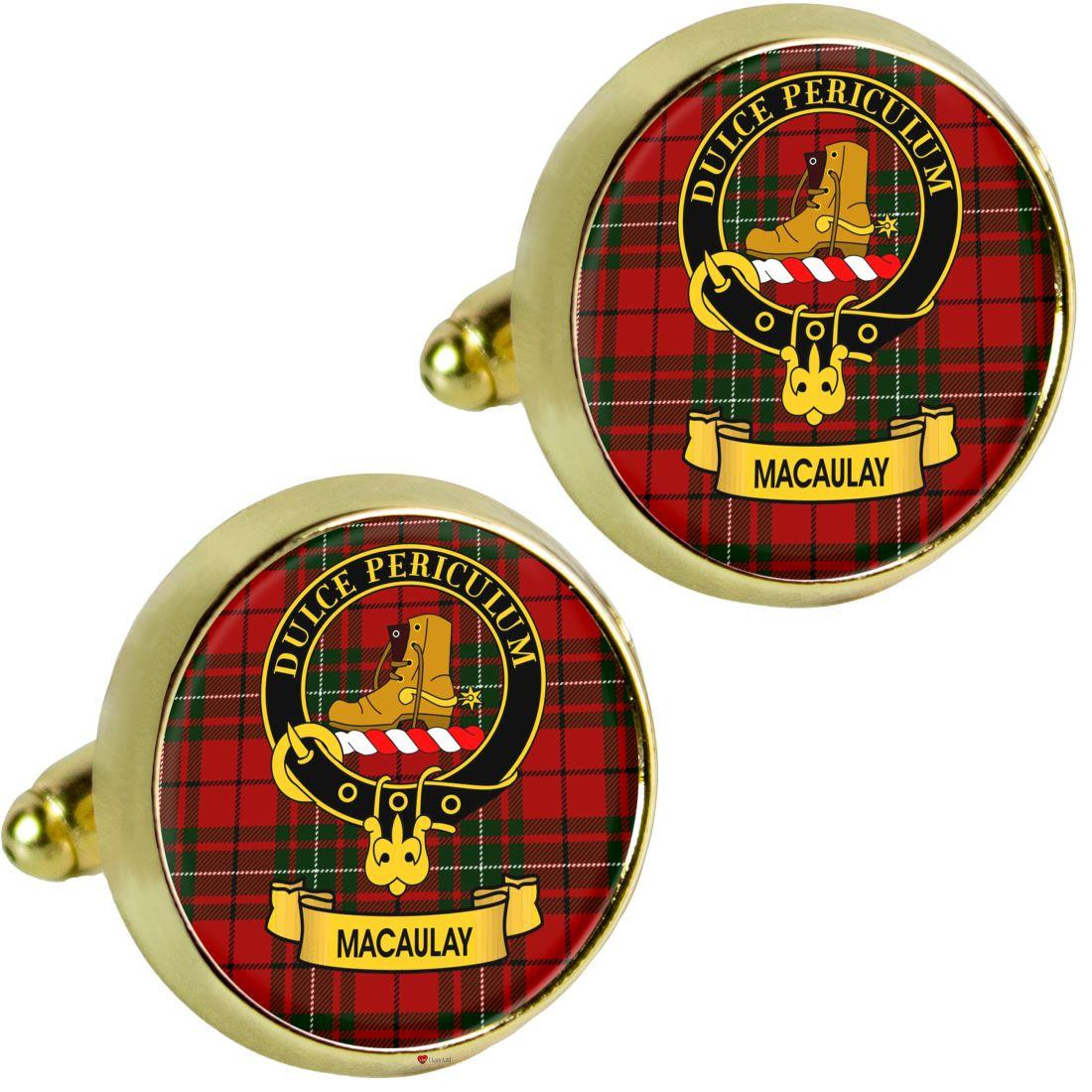 Scottish Clan Mens Cufflinks MacAulay Clan Crest Product Of Scotland Gold Colour