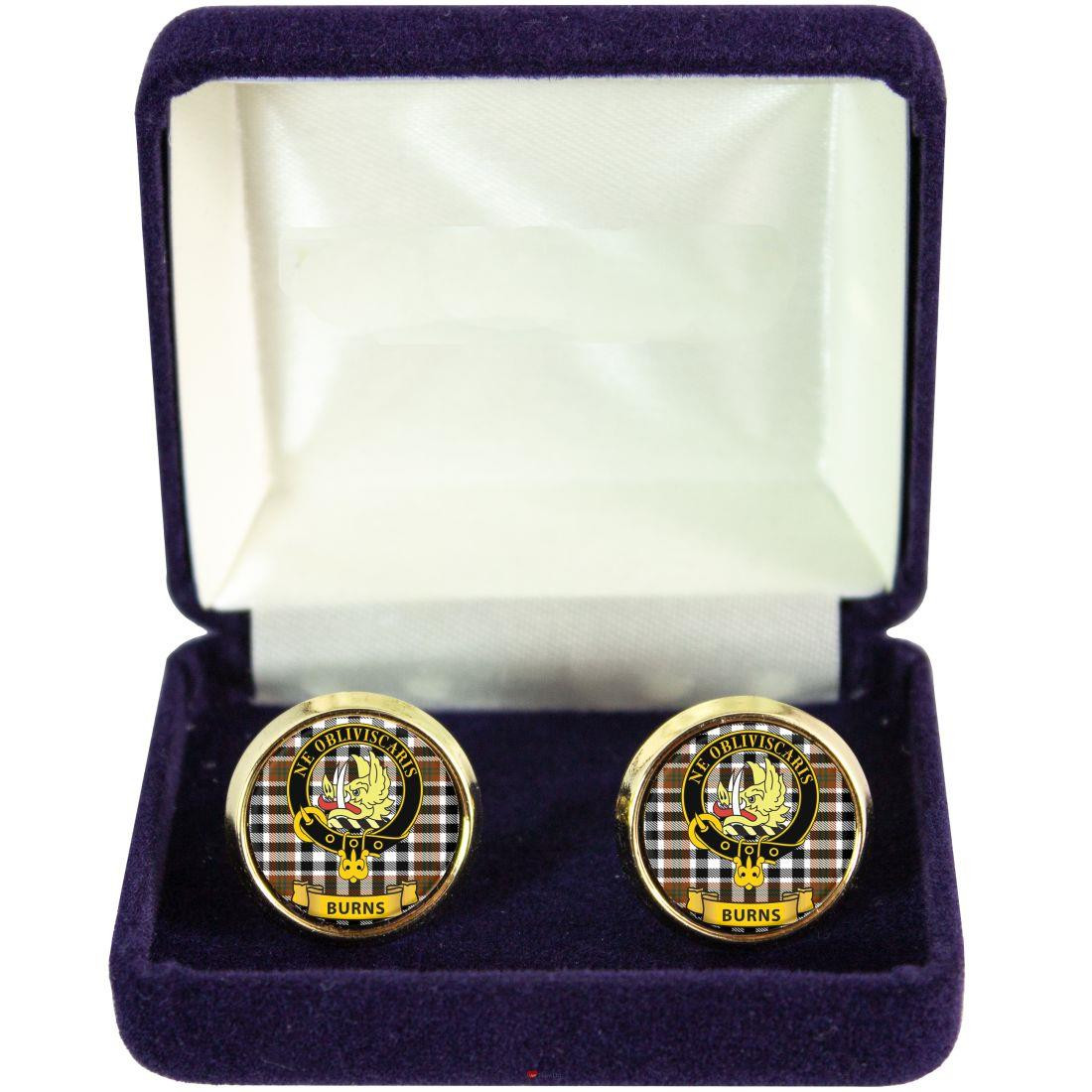 Scottish Clan Mens Cufflinks Burns Clan Crest Product Of Scotland Gold Colour