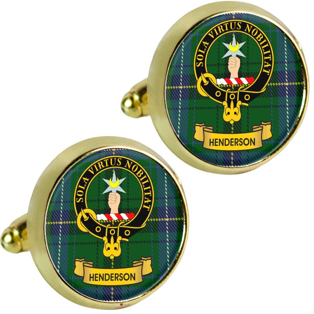 Scottish Clan Mens Cufflinks Henderson Clan Crest Product Of Scotland Gold Colour