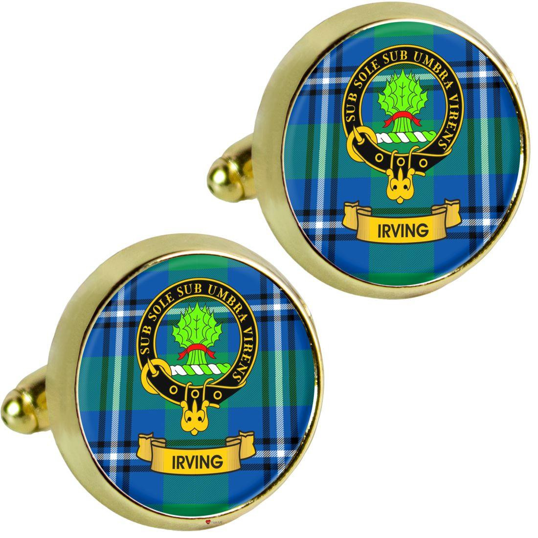 Scottish Clan Mens Cufflinks Irving Clan Crest Product Of Scotland Gold Colour