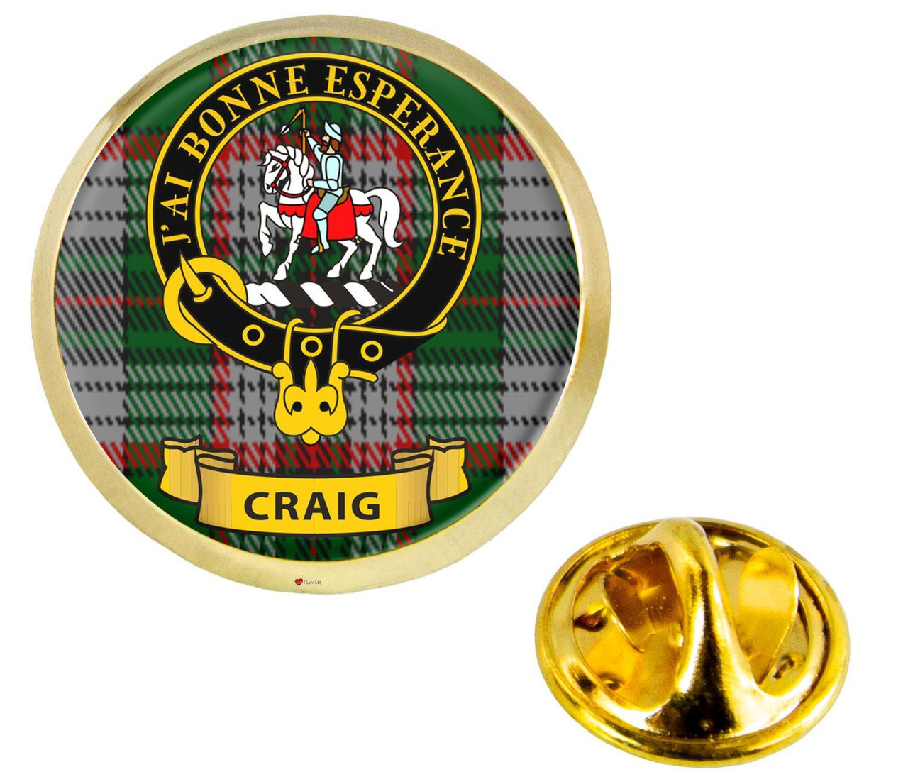 Scottish Clan Lapel Badge Pin Craig Clan Crest Product Of Scotland Gold Colour