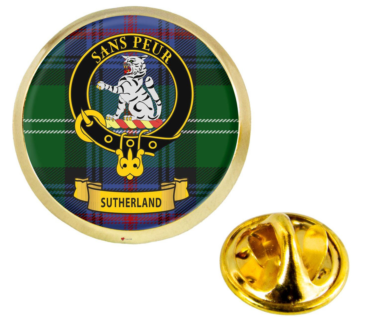 Scottish Clan Lapel Badge Pin Sutherland Clan Crest Product Of Scotland Gold Colour