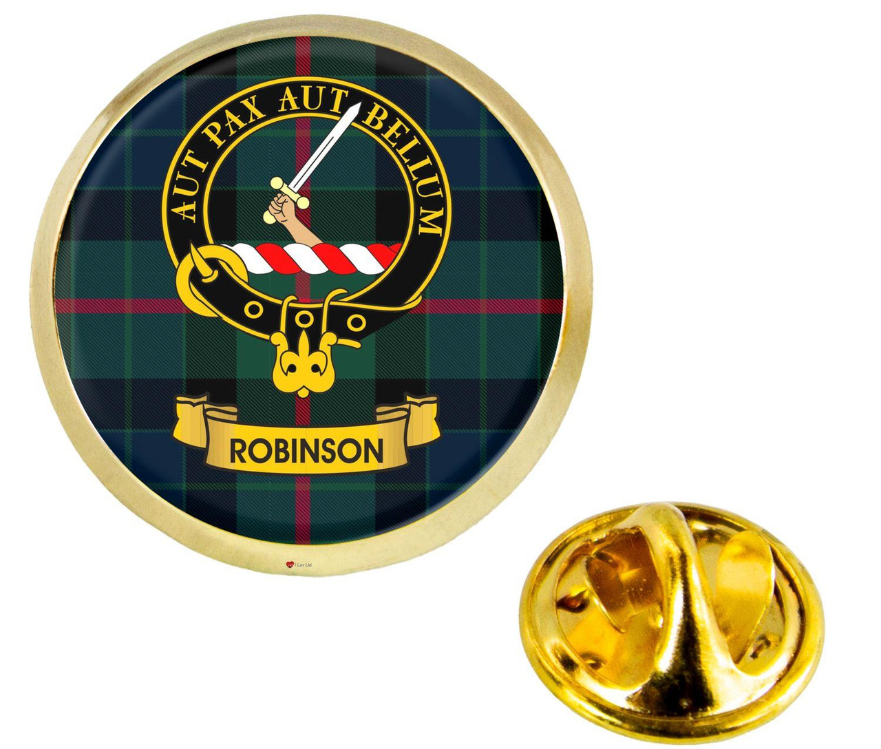 Scottish Clan Lapel Badge Pin Robinson Clan Crest Product Of Scotland Gold Colour