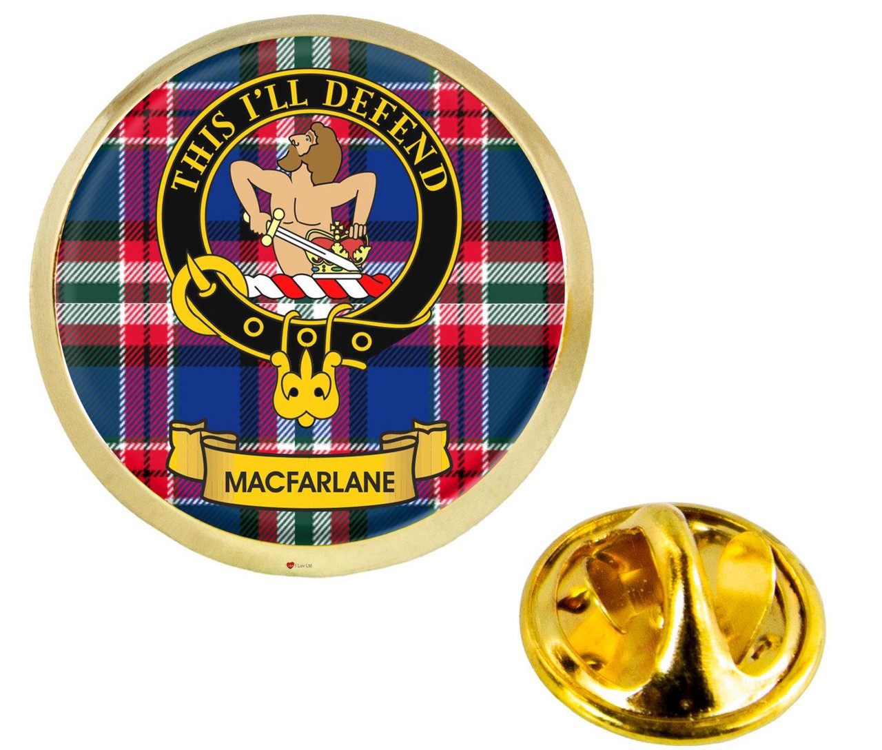 Scottish Clan Lapel Badge Pin Macfarlane Clan Crest Product Of Scotland Gold Colour