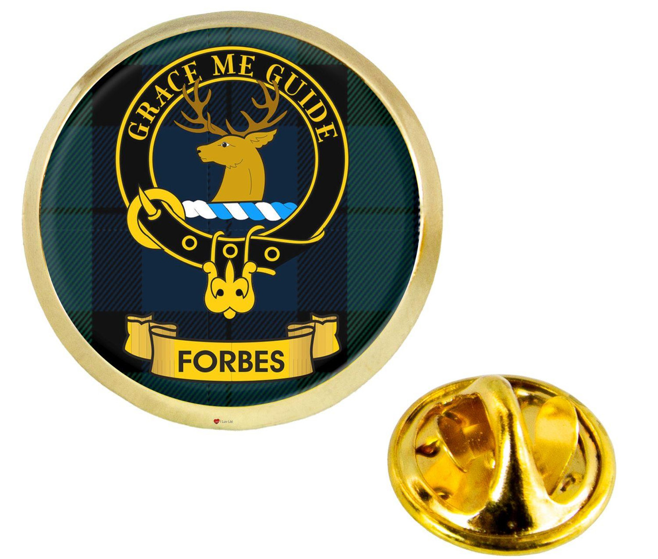 Scottish Clan Lapel Badge Pin Forbes Clan Crest Product Of Scotland Gold Colour