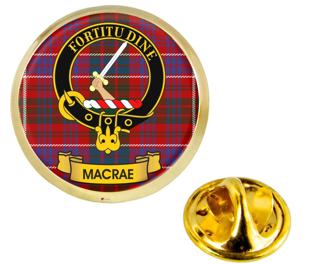 Scottish Clan Lapel Badge Pin MacRae Clan Crest Product Of Scotland Gold Colour