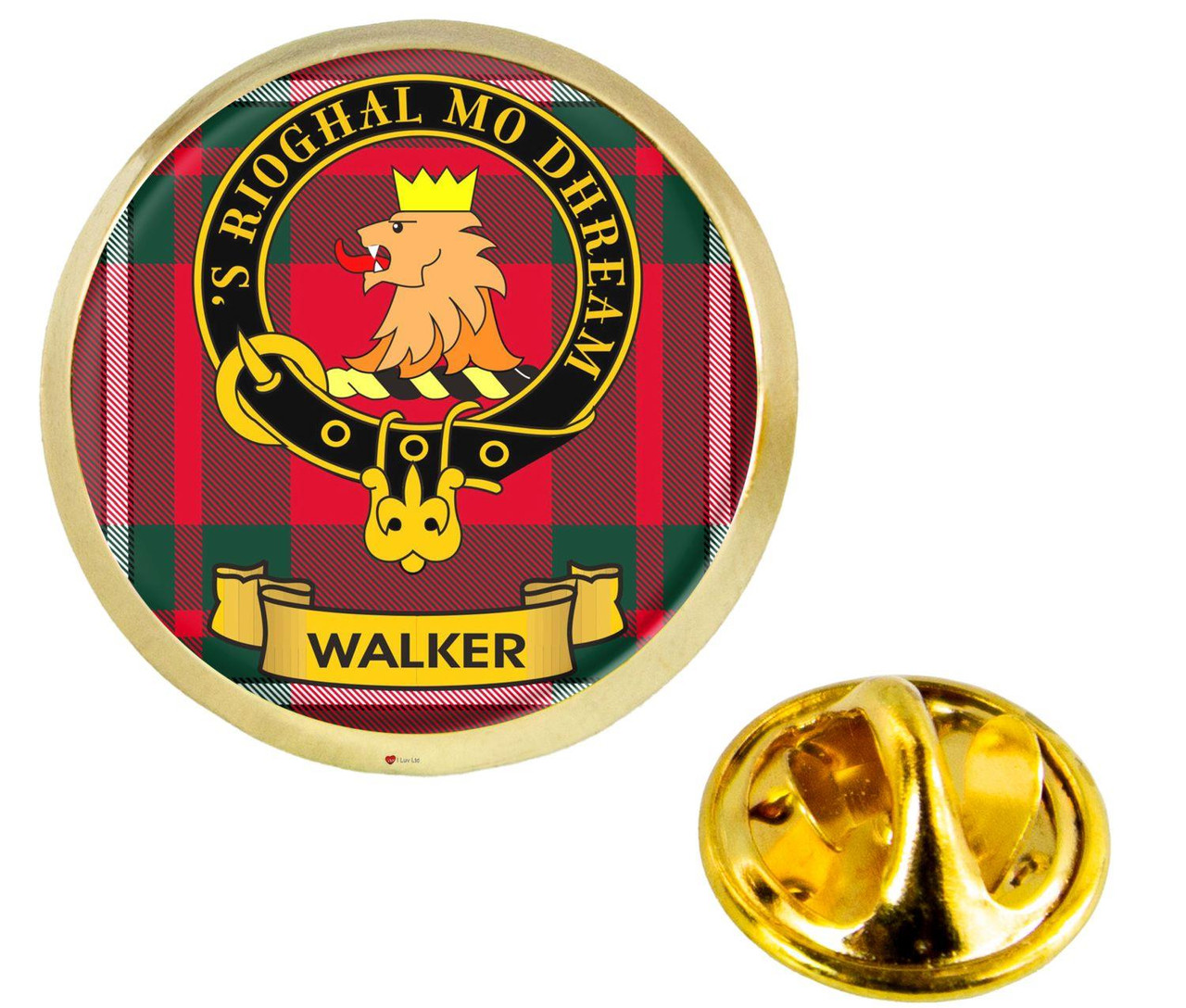 Scottish Clan Lapel Badge Pin Walker Clan Crest Product Of Scotland Gold Colour