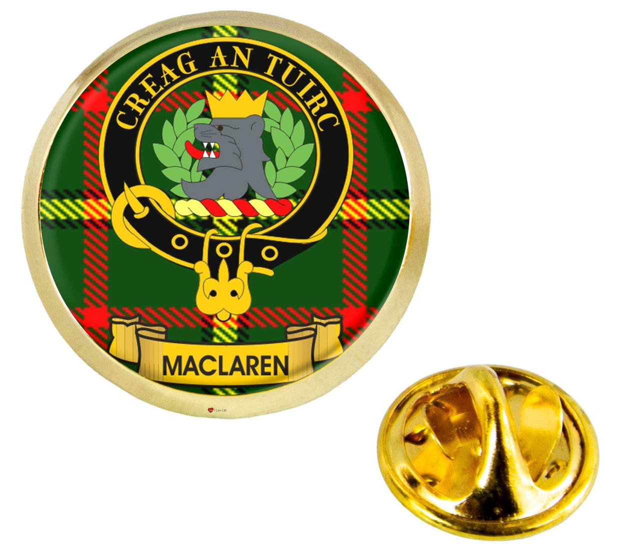 Scottish Clan Lapel Badge Pin Maclaren Clan Crest Product Of Scotland Gold Colour