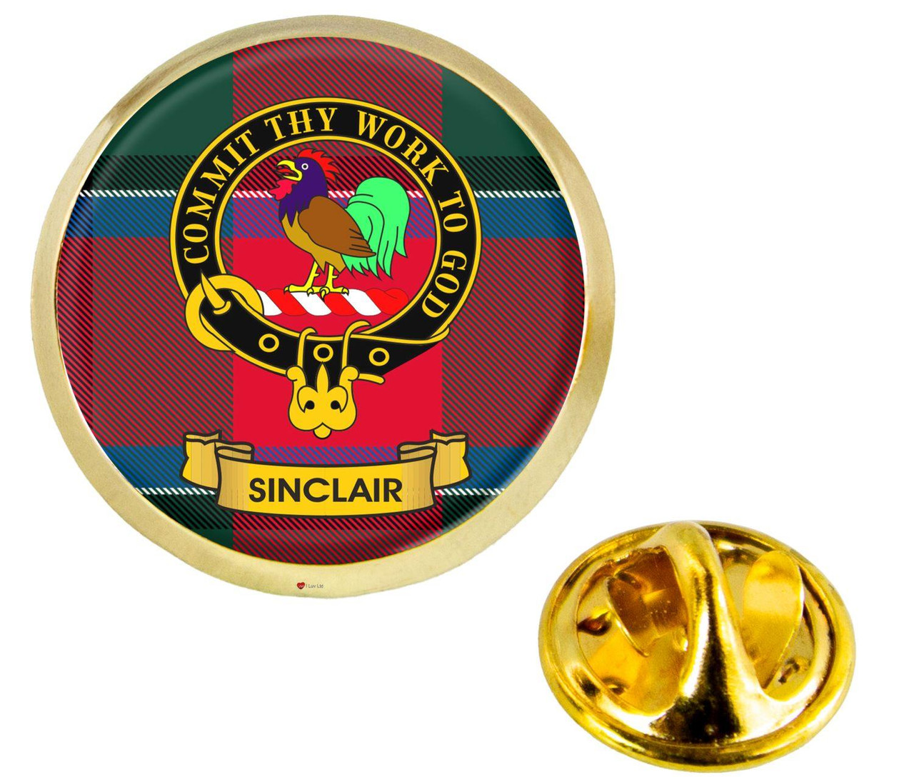 Scottish Clan Lapel Badge Pin Sinclair Clan Crest Product Of Scotland Gold Colour