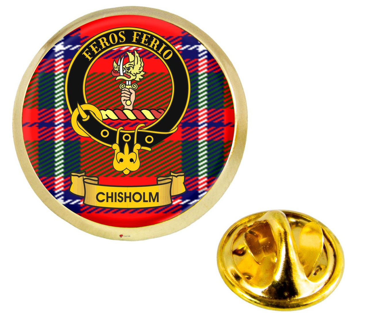 Scottish Clan Lapel Badge Pin Chisholm Clan Crest Product Of Scotland Gold Colour