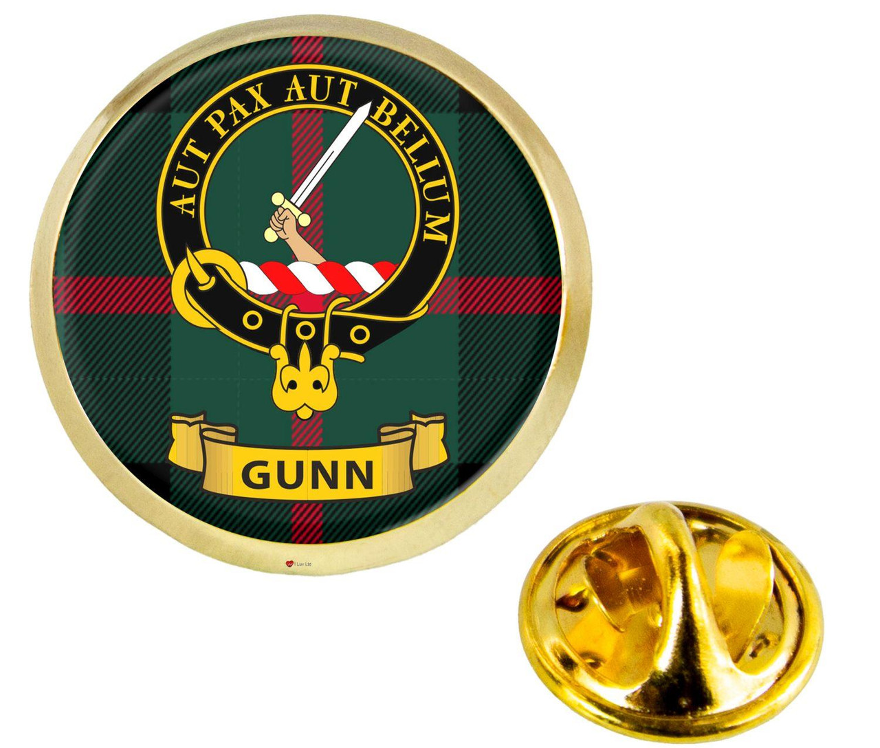 Scottish Clan Lapel Badge Pin Gunn Clan Crest Product Of Scotland Gold Colour