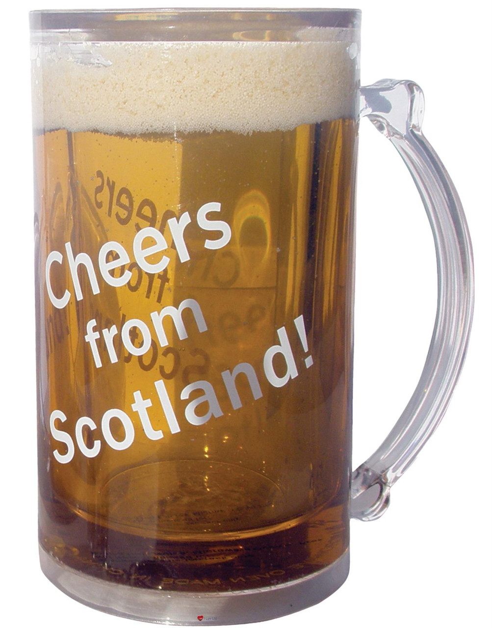 1 pt Novelty Fun Everlasting Beer Mug Freeze Beer Looks Full Cheers From Scotland