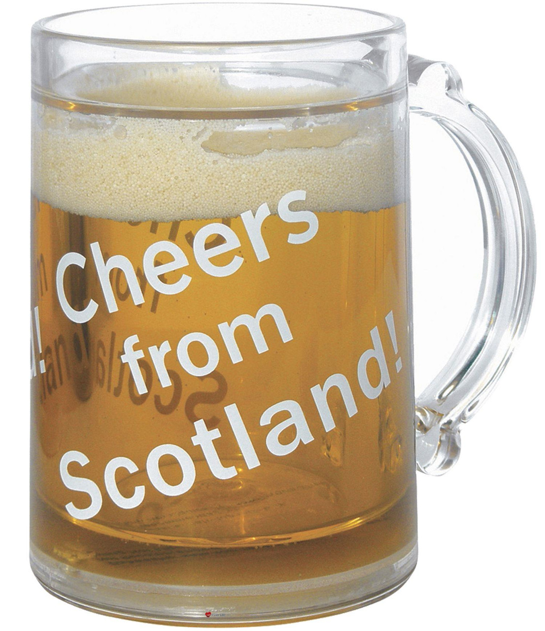 1/2pt Novelty Fun Everlasting Beer Mug Freeze Beer Looks Full Cheers From Scotland