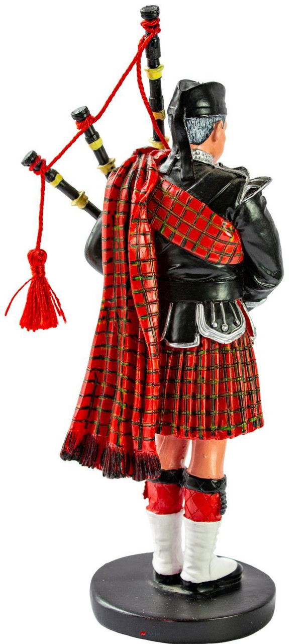 Scottish Piper in Regimental Attire With Bagpipe Large Resin Figurine Ornament