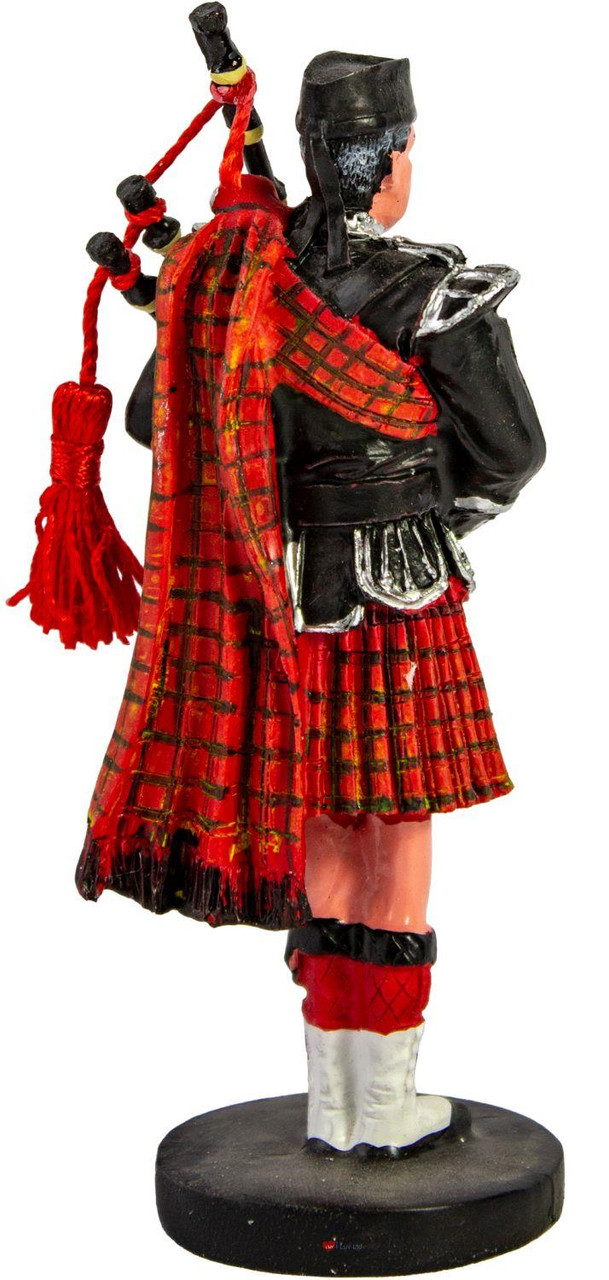 Scottish Piper in Regimental Attire With Bagpipe Small Resin Figurine Ornament