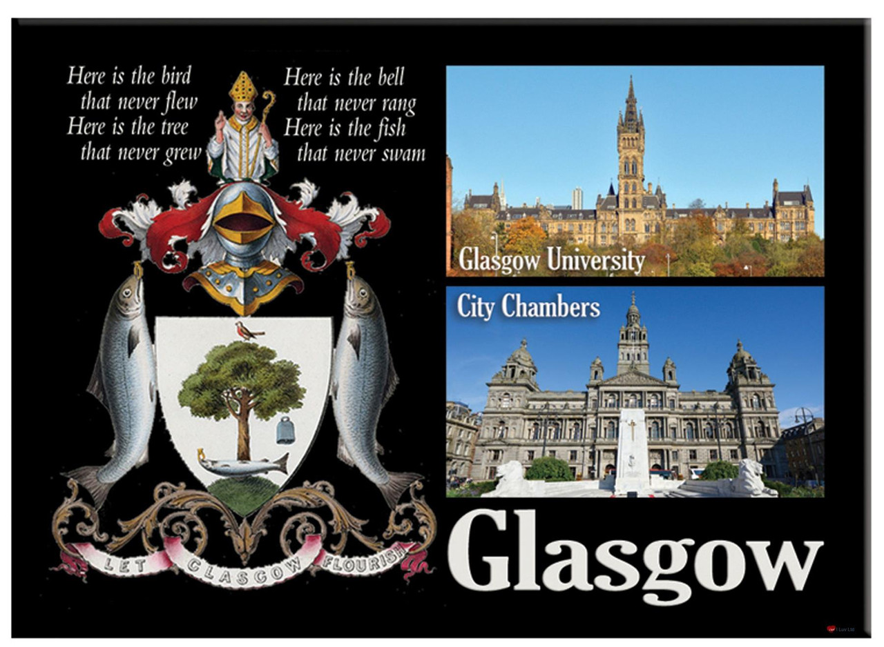 Glasgow Motto and City Chambers Scenic Metallic Magnet
