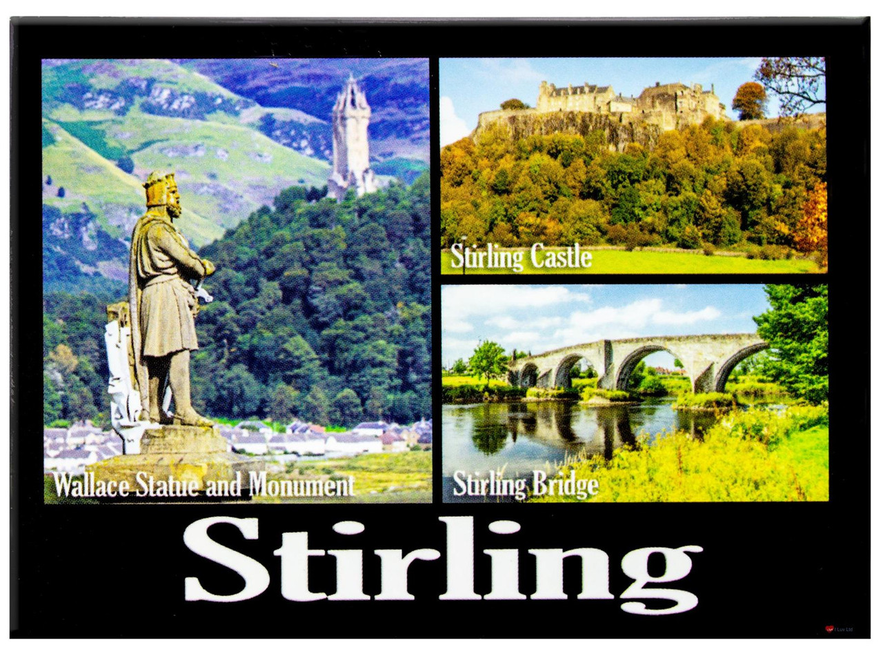 Stirling Castle and Wallace Statue Montage Scenic Picture Metallic Magnet