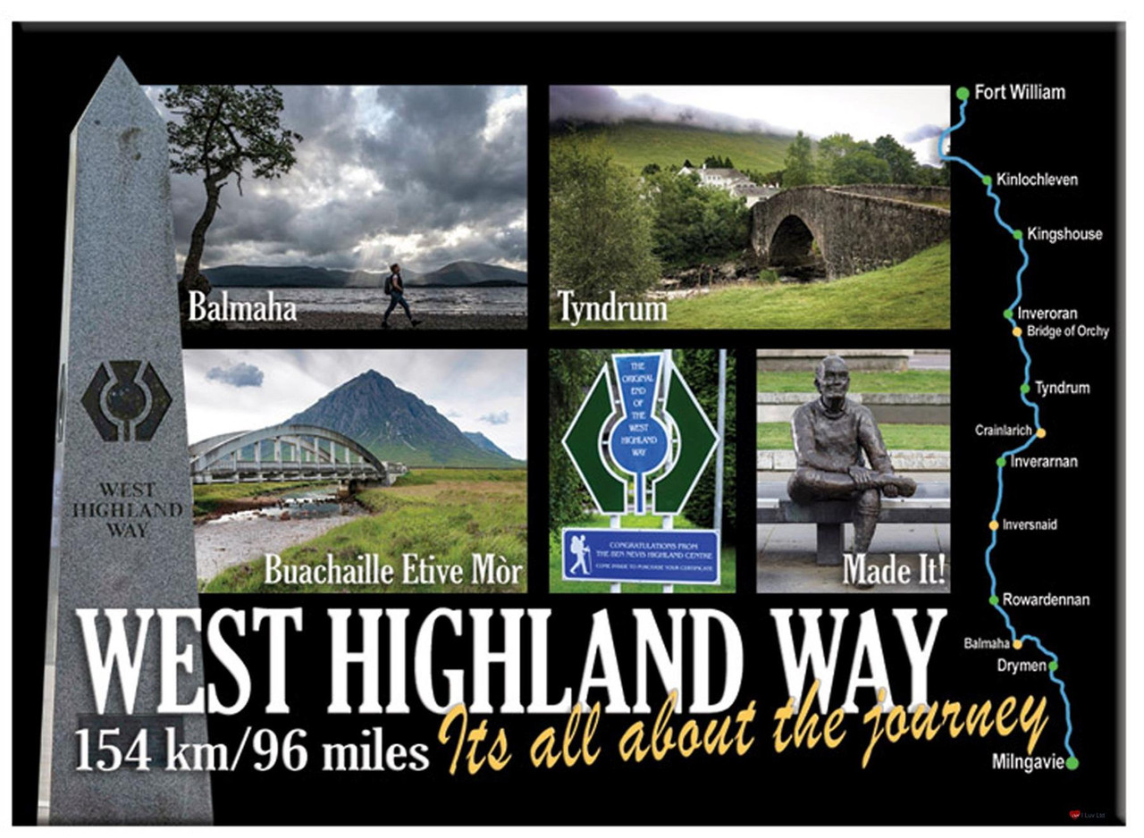 West Highland Way Walk Map Made It Montage Scenic Picture Metallic Magnet