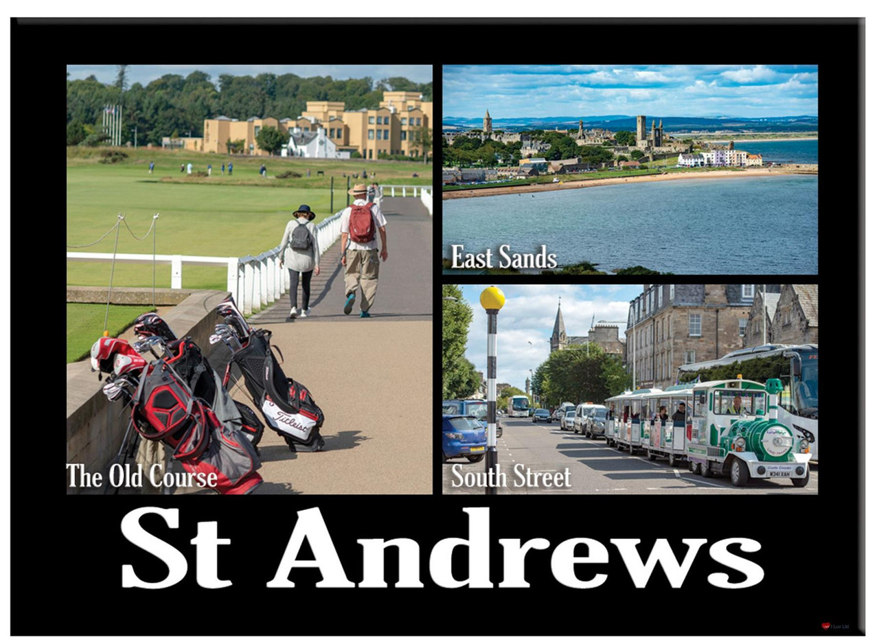 St Andrews East Sands Montage Scenic Picture Metallic Magnet
