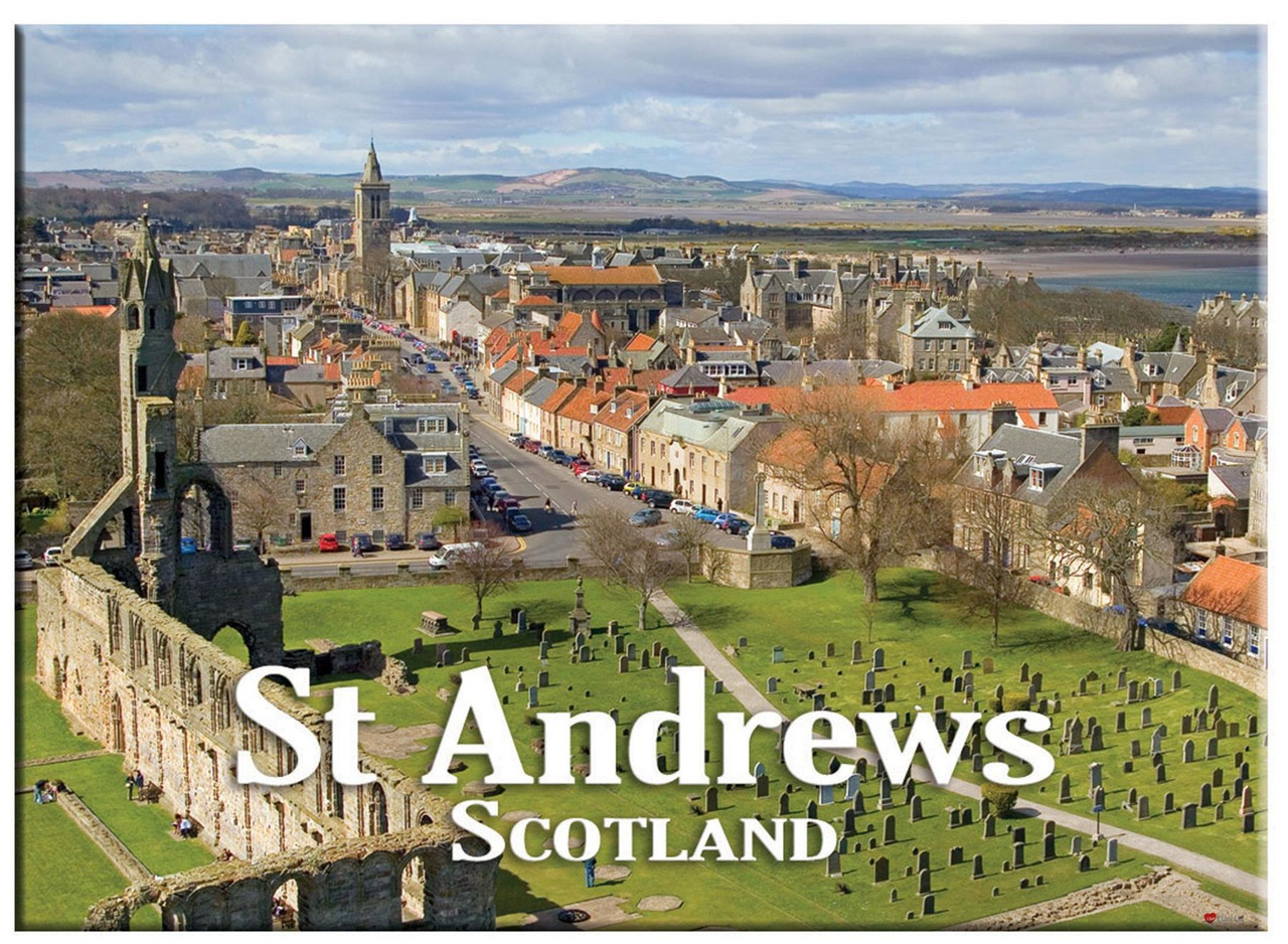St Andrews Scotland Cathedral View Scenic Picture Metallic Magnet