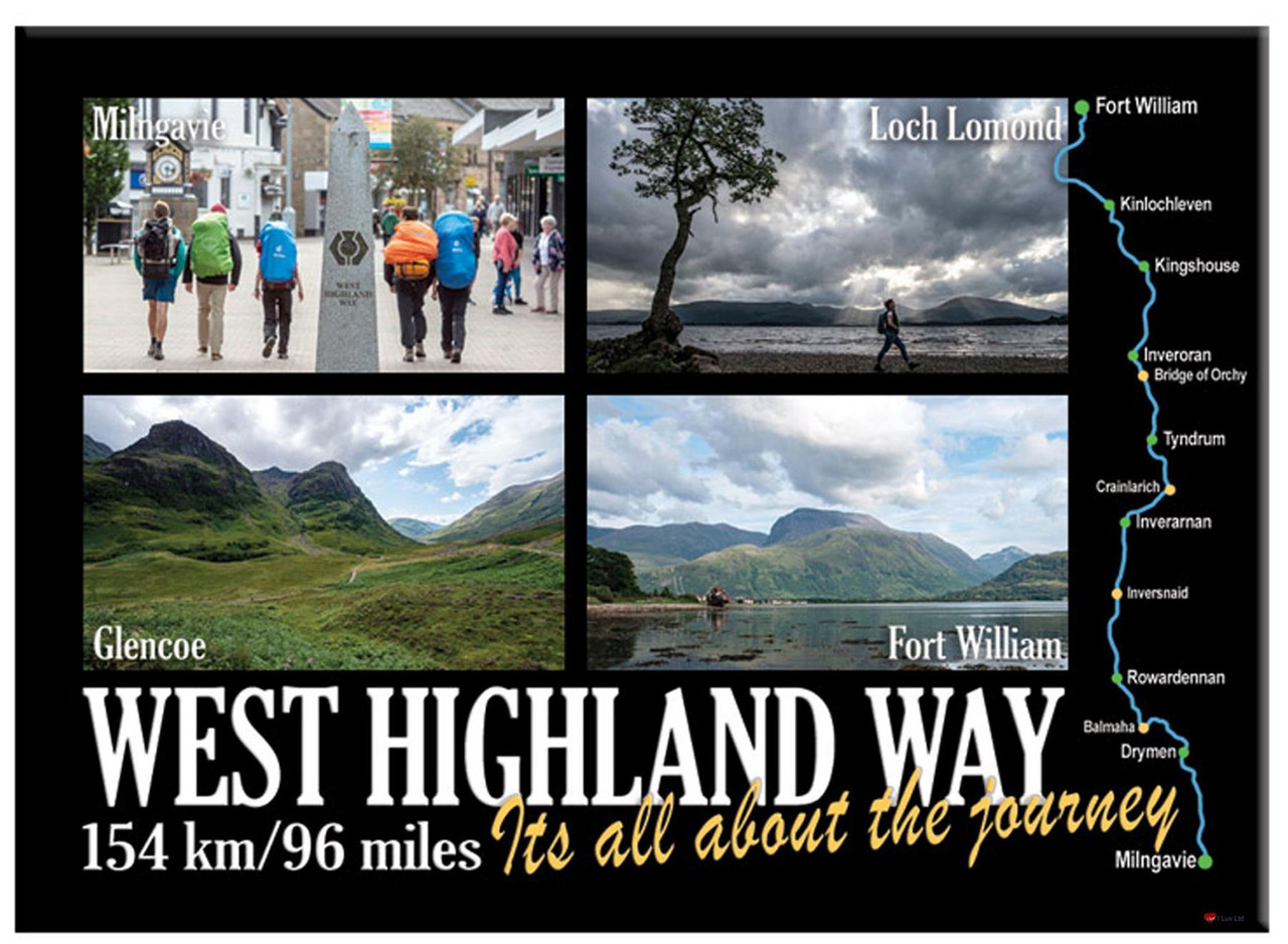 West Highland Way Stone Glencoe Black Montage Scenic Picture Metallic Magnet