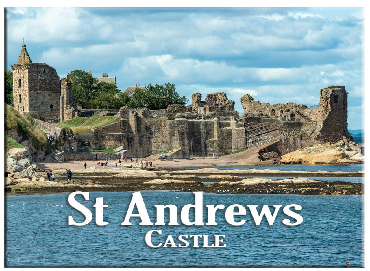 St Andrews Castle Sea View Scenic Picture Metallic Magnet
