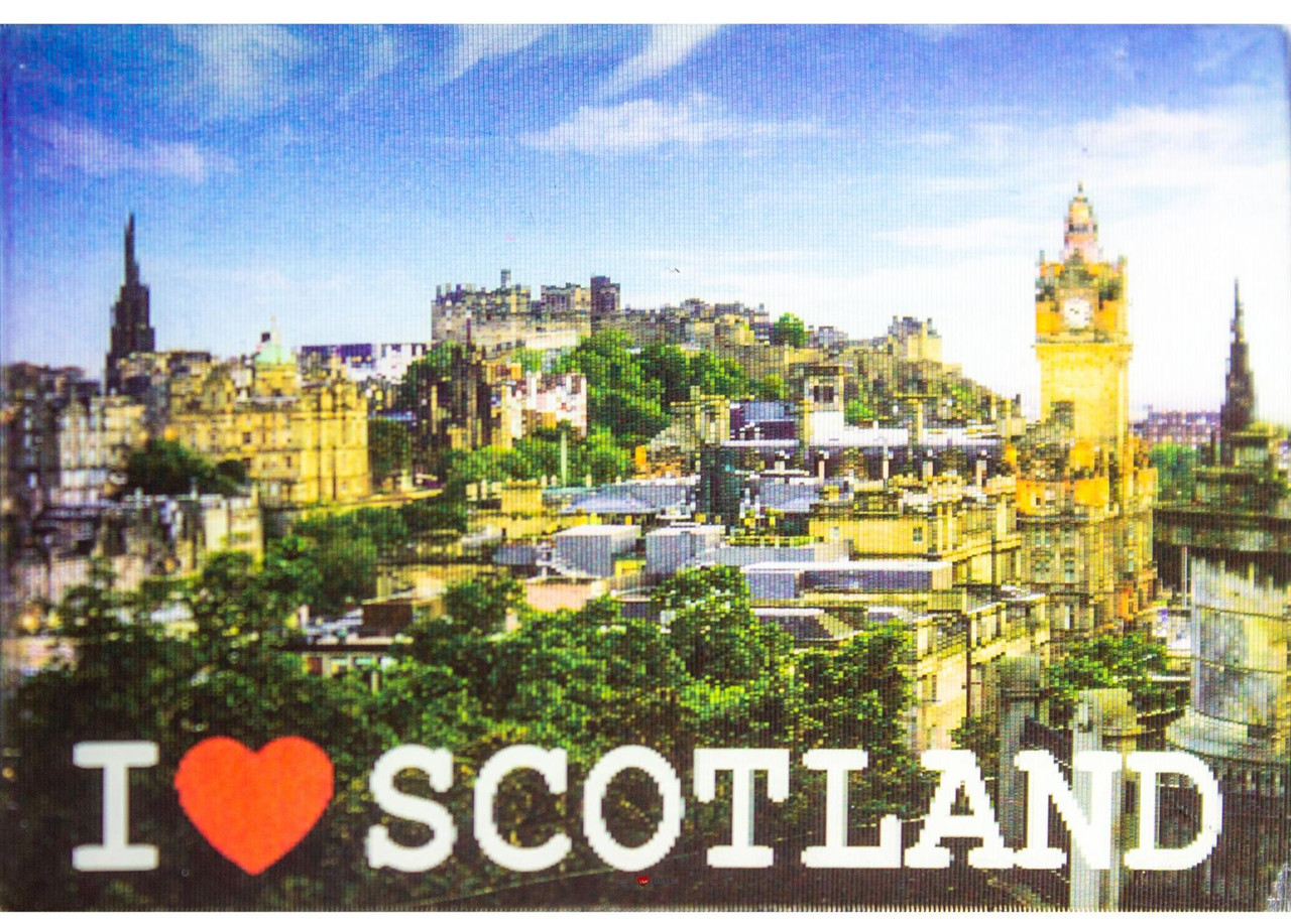 3D Fridge Magnet I Luv Scotland Edinburgh Castle Night and Day Hologram Effect Lenticular
