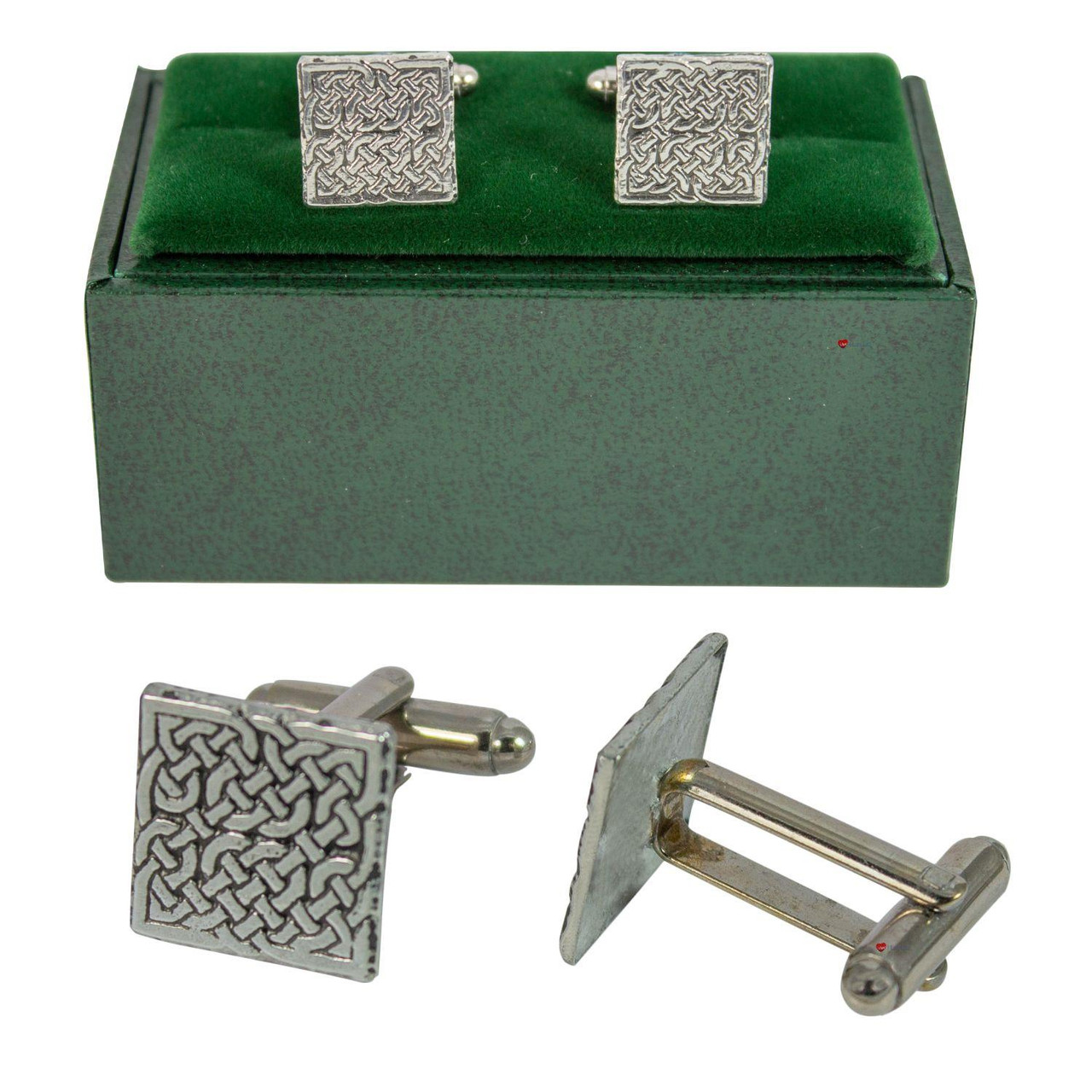 Mens Scottish Cufflinks Celtic Knot Design Antique & Chrome