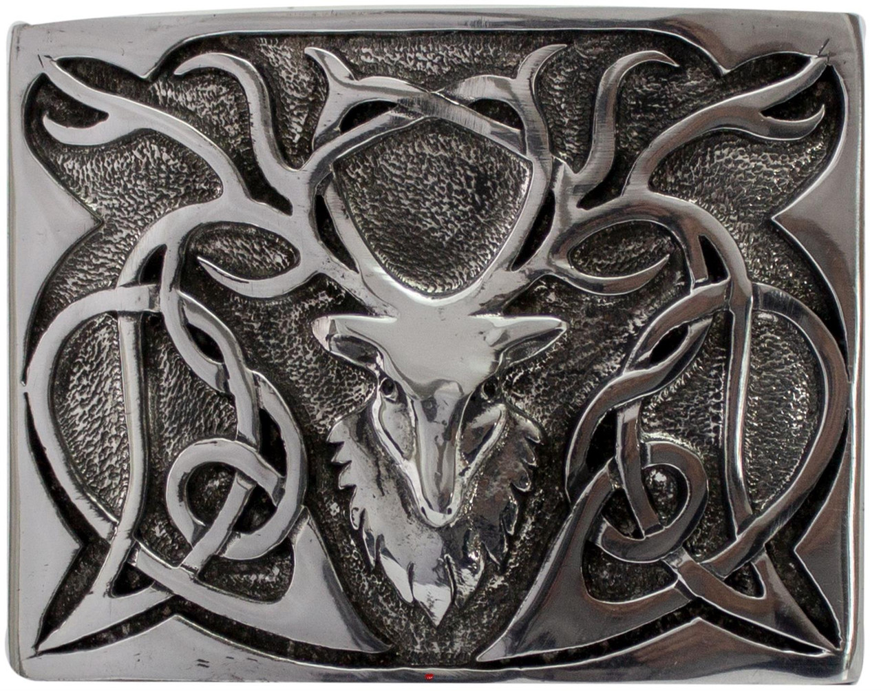 Pewter Stag Kilt Buckle 3 Colour Finishes Scottish Made