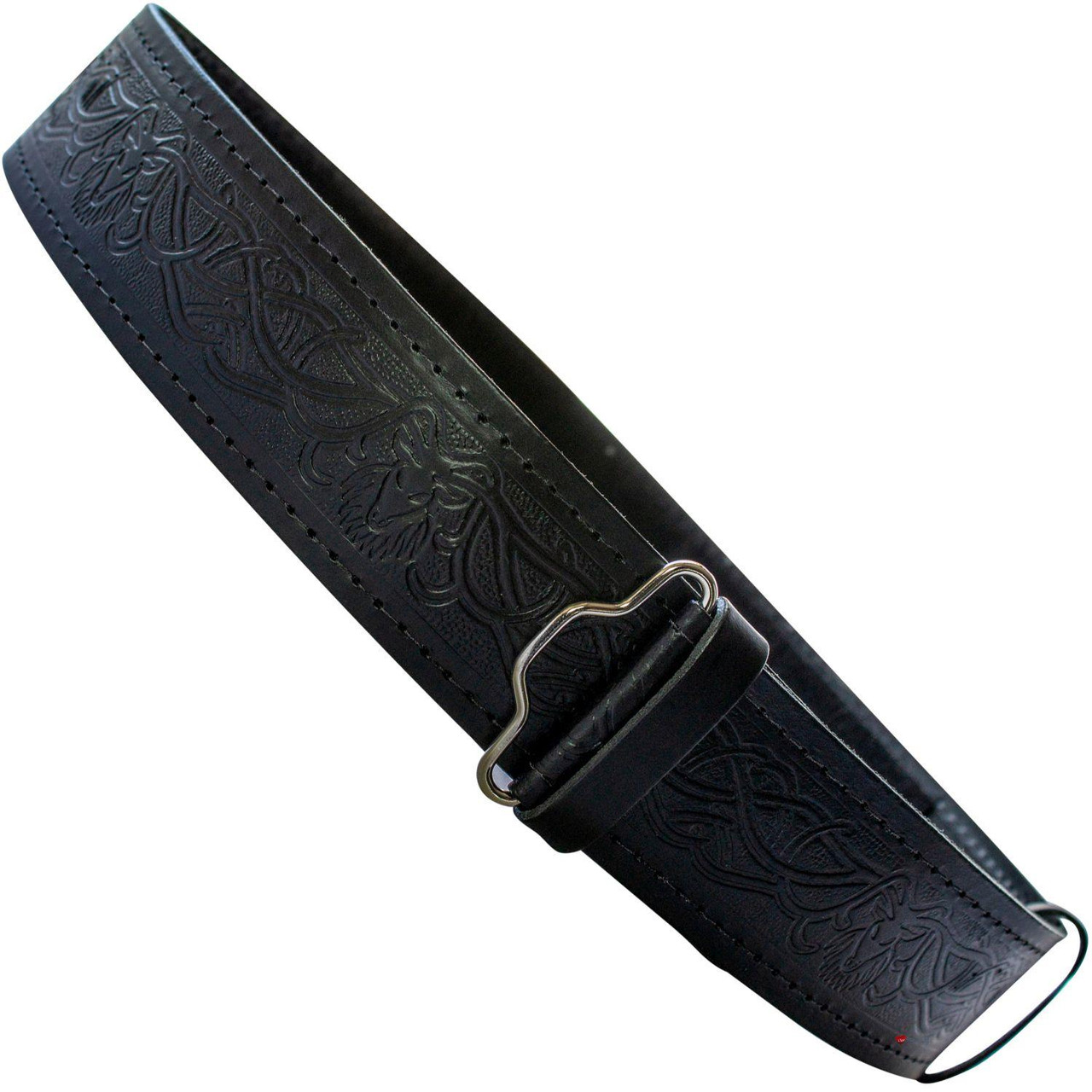 Celtic Stag Hide Leather Velcro Kilt Belt 2.25" Wide Scottish Made