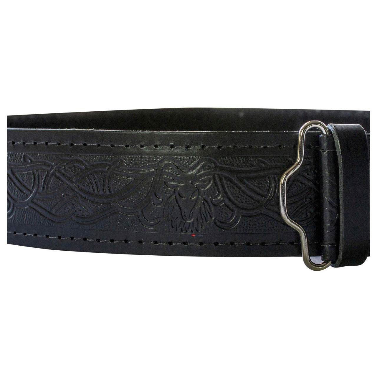 Celtic Stag Hide Leather Velcro Kilt Belt 2.25" Wide Scottish Made
