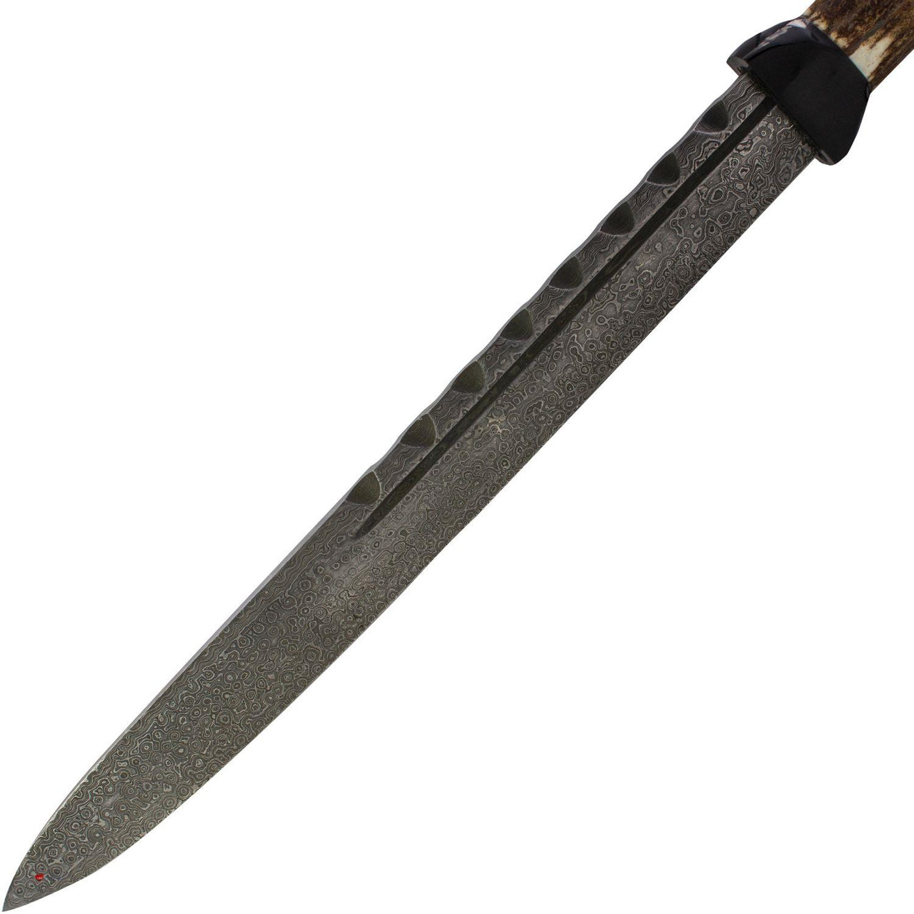 Damascus Steel Horn Handle Dirk Celtic Knot Leather Sheath