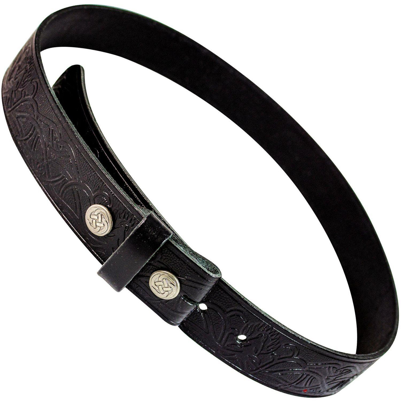 Celtic Stag Snap Leather Trouser belt 1.5"