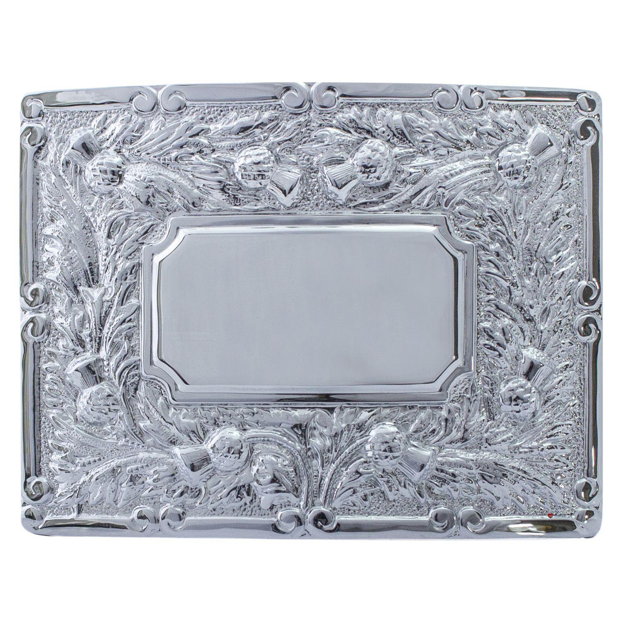 Pipers Ceremonial Buckle Rectangular Centre Polished Chrome 2.5"