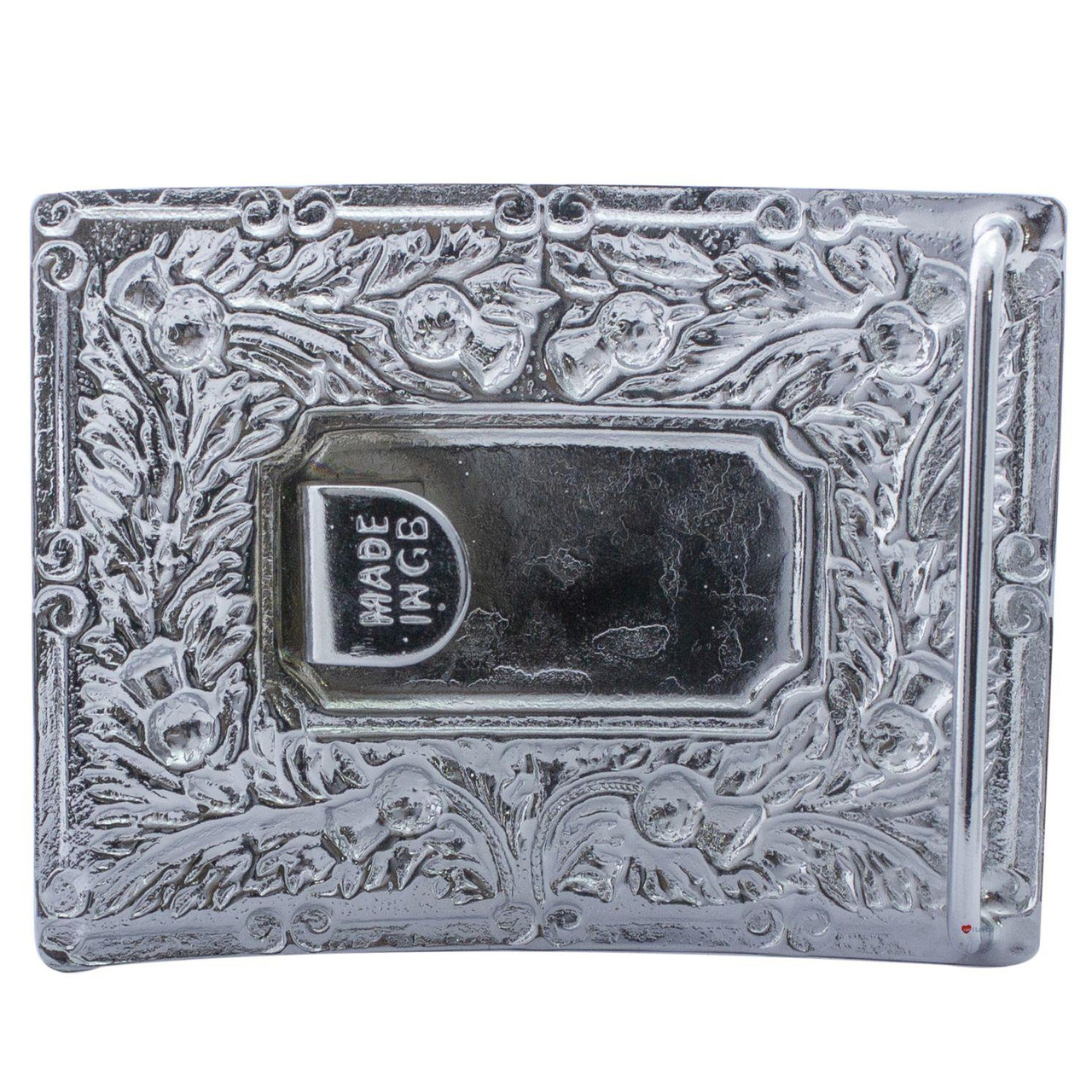 Pipers Ceremonial Buckle Rectangular Centre Polished Chrome 2.5"