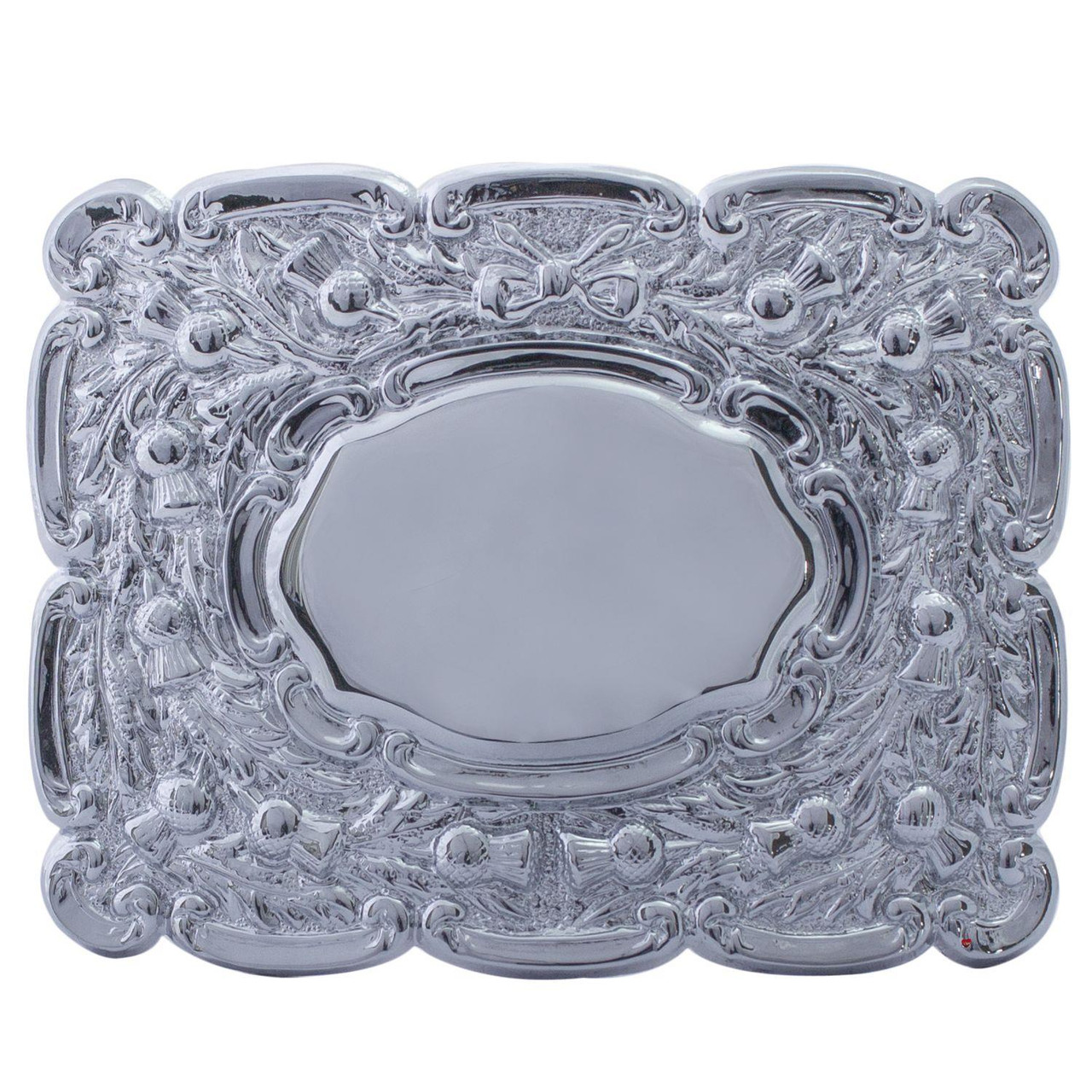 Pipers Ceremonial Buckle Oval Centre Polished Chrome 2.5"