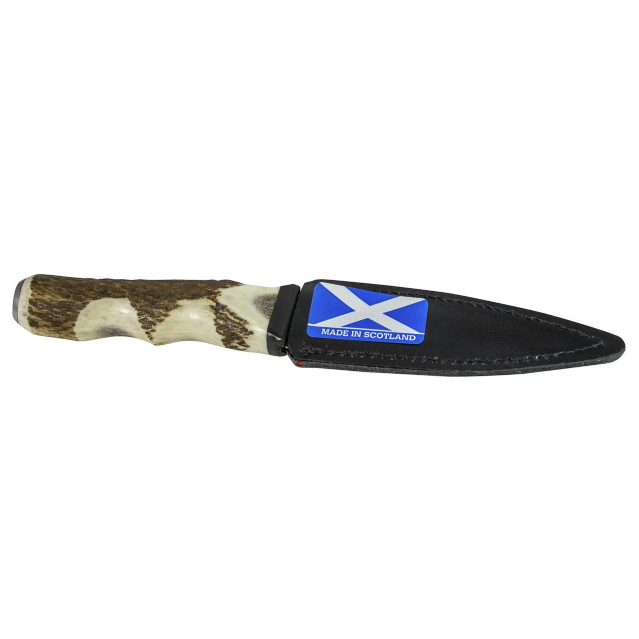 Cap Stag Horn Sgian Dubh Leather Holder Scottish Made