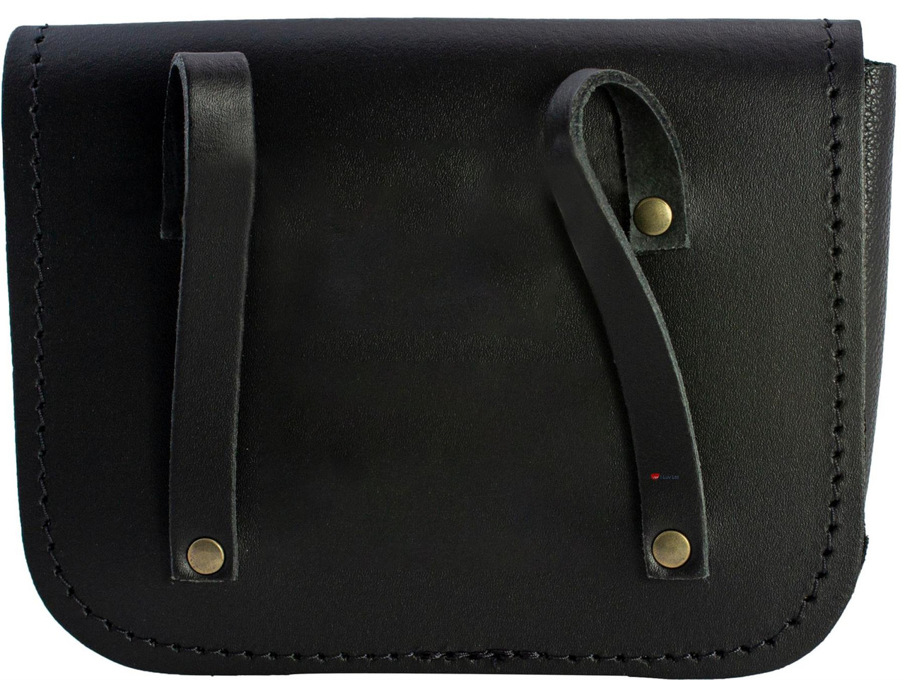 Leather Utility Pouch Black Embossed Celtic Knot Design Large, Attaches to Trouser Belt, Kilts Scottish Made