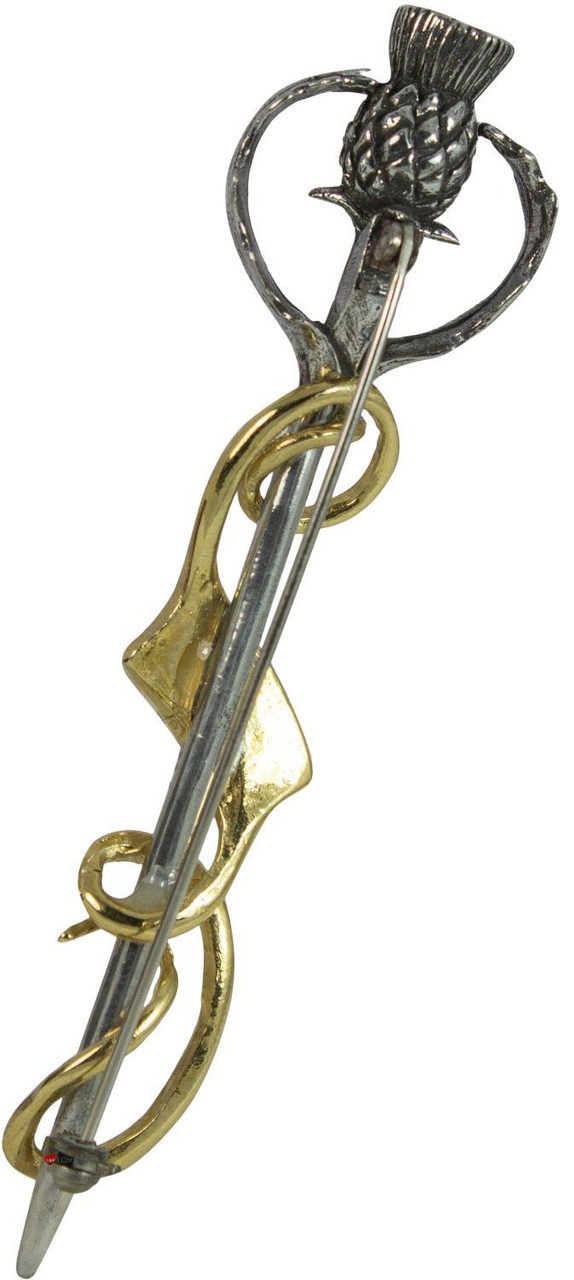 Lowland Thistle Kilt Pin Polished-Gilt Plate Finish