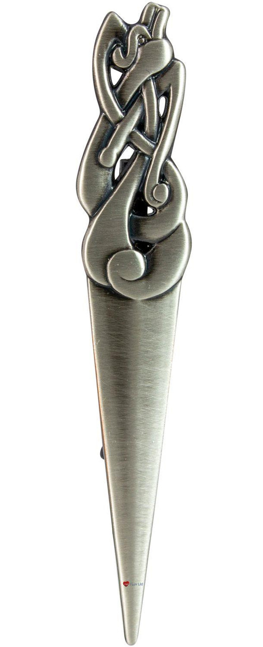 Celtic Serpent Kilt Pin Chrome and Antique Finish 2 styles